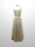 Stitched Down Pleated Jumper-Cream