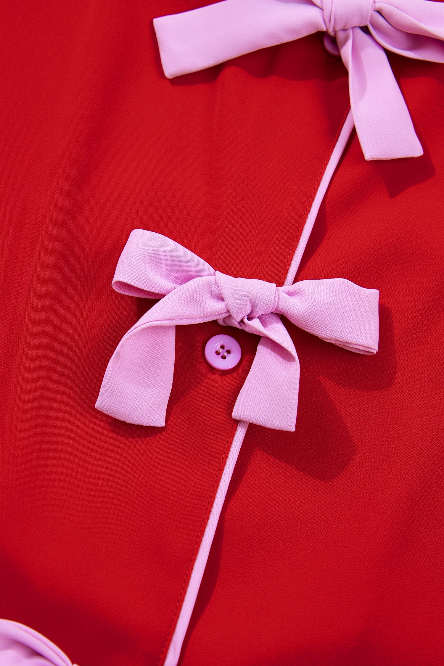 Silky Ribbon Bow Top & Short Set