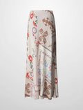 Printed Linen Blend Slip Skirt-Aztec Floral