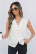 Izabella V Neck Buttoned Sweater Vest