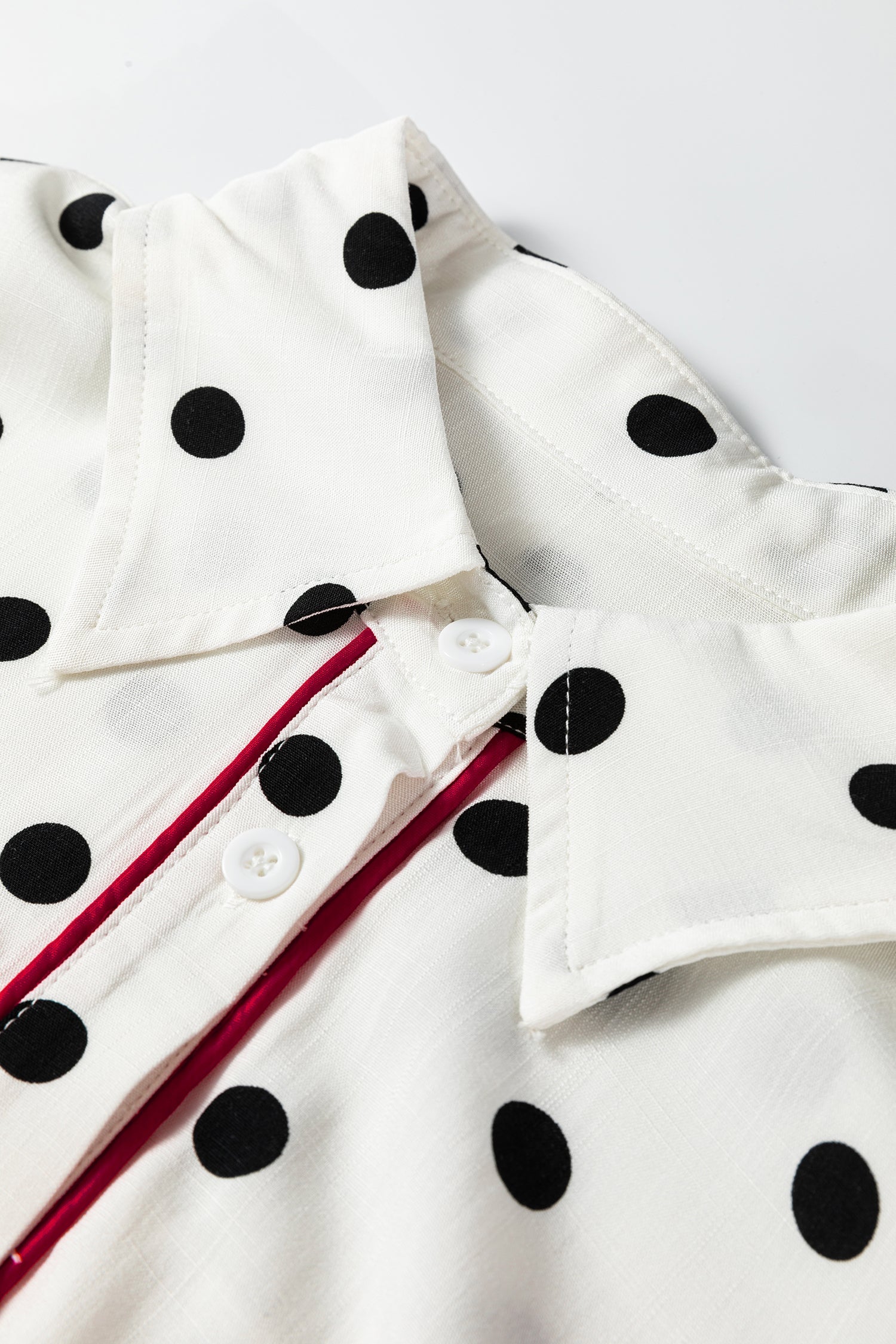 Polka Dot Contrast Piping Elegant Shirt