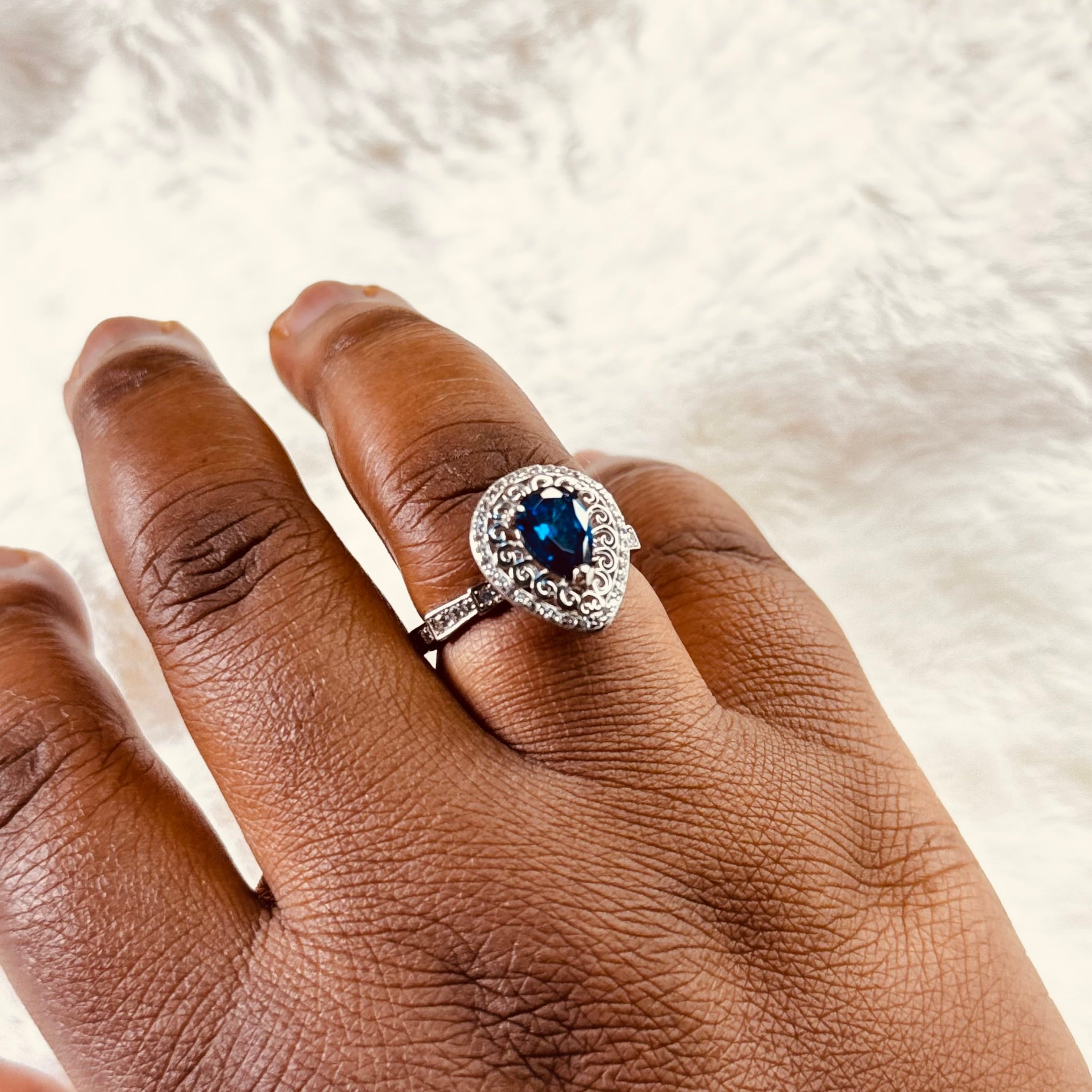 925 Sterling Silver Sapphire Fidget Ring - Removable Head Anxiety Ring