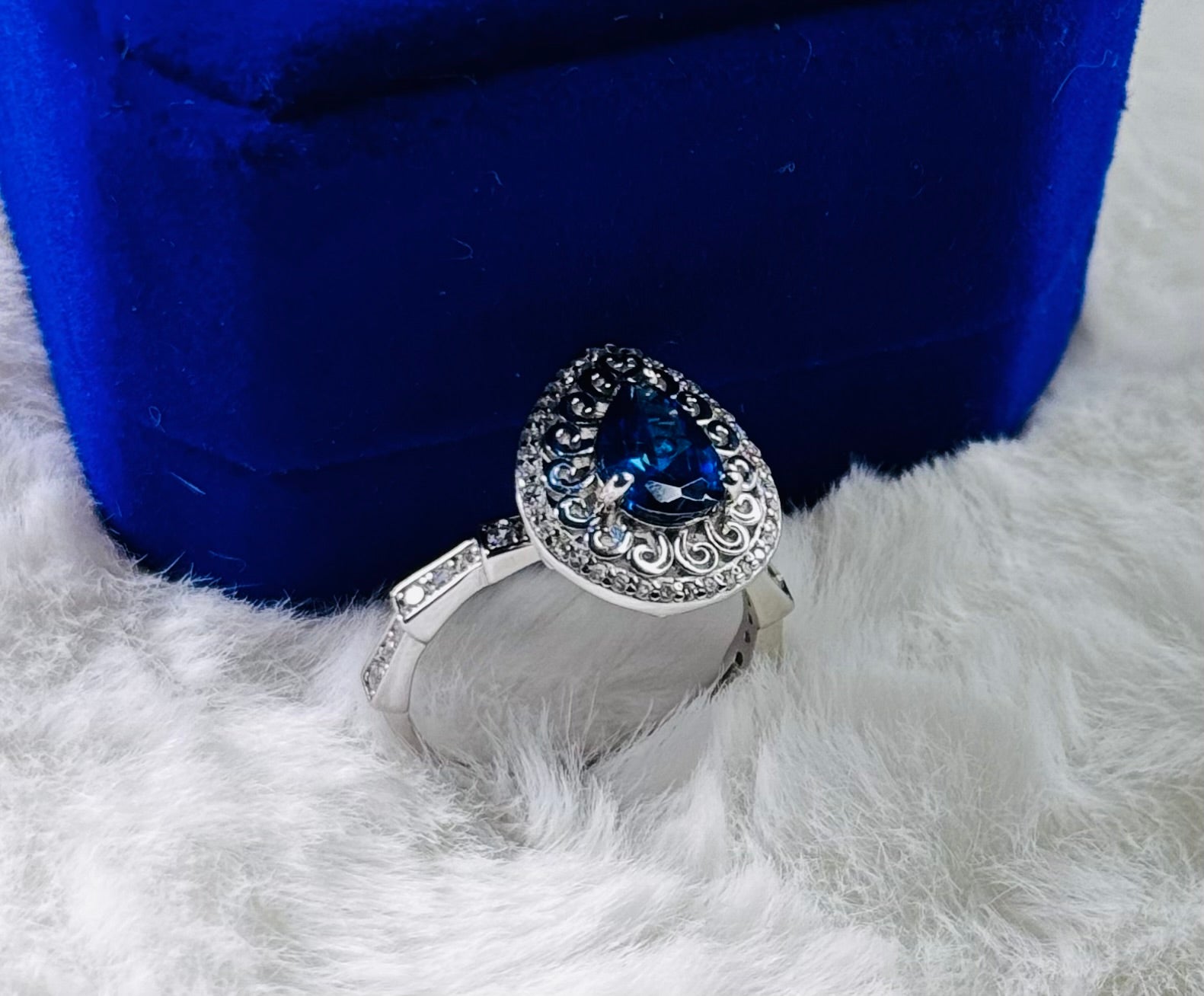 925 Sterling Silver Sapphire Fidget Ring - Removable Head Anxiety Ring