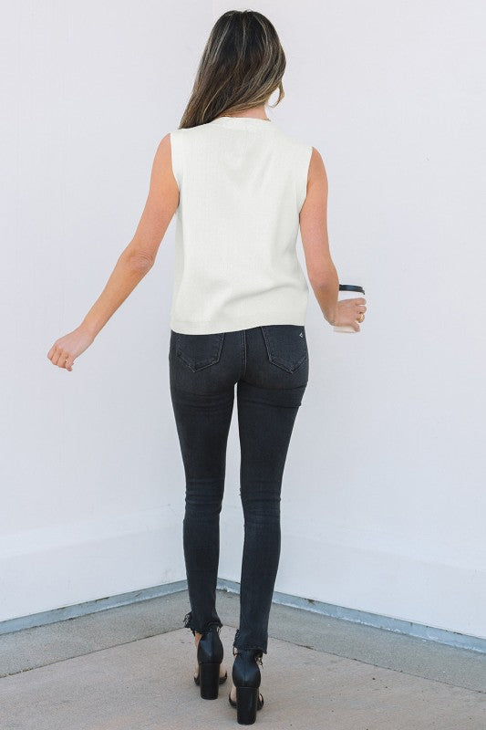 Izabella V Neck Buttoned Sweater Vest