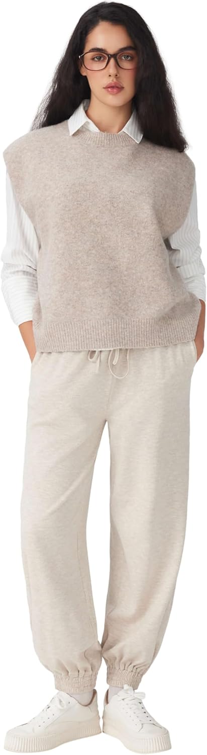 CIDER Women's Knit Sweater Vest Loose Fit Sleeveless Round Neck Oversized Pullover Sweater