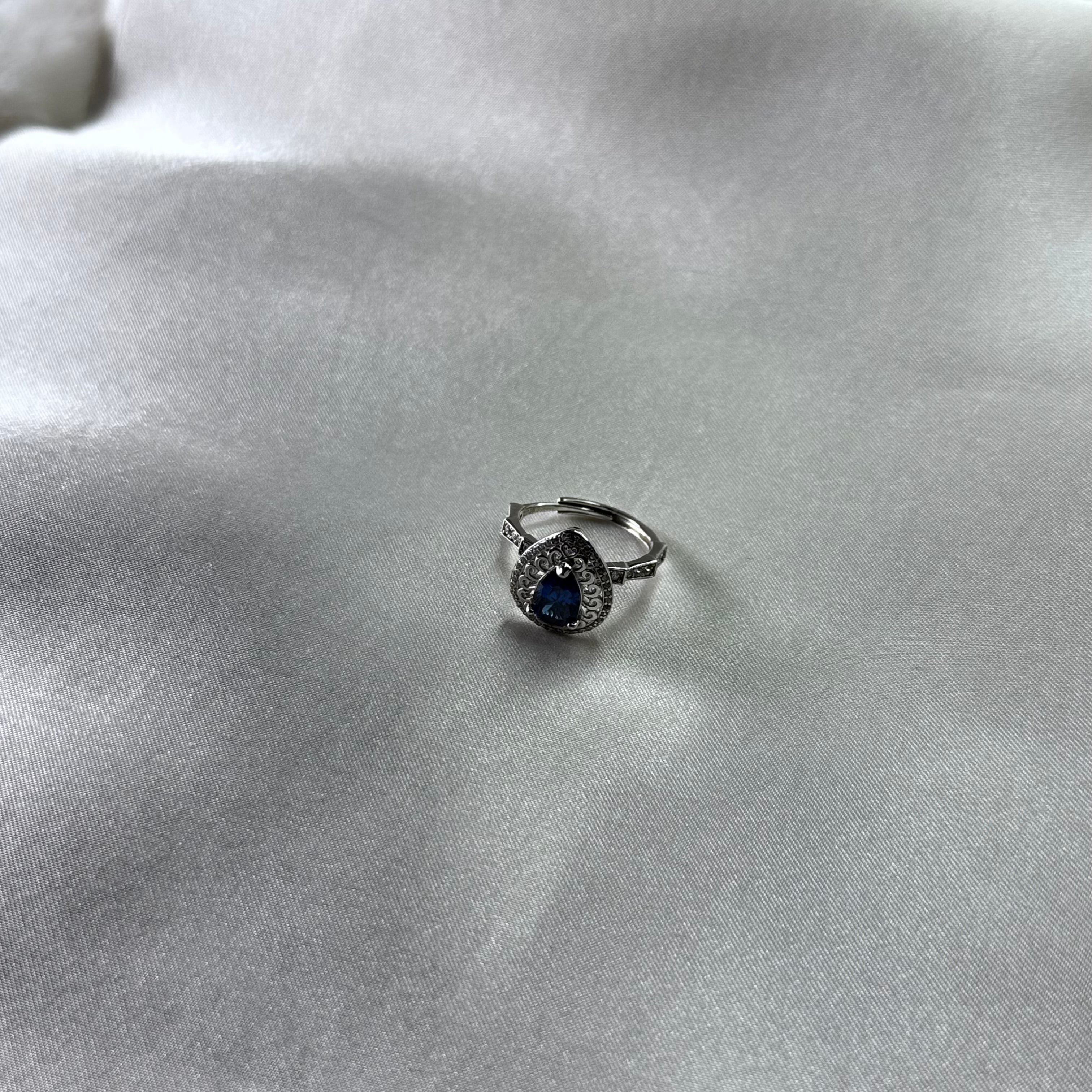 925 Sterling Silver Sapphire Fidget Ring - Removable Head Anxiety Ring