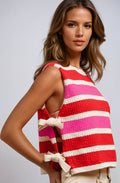 Vivid Stripe Tie-Side Sweater Vest