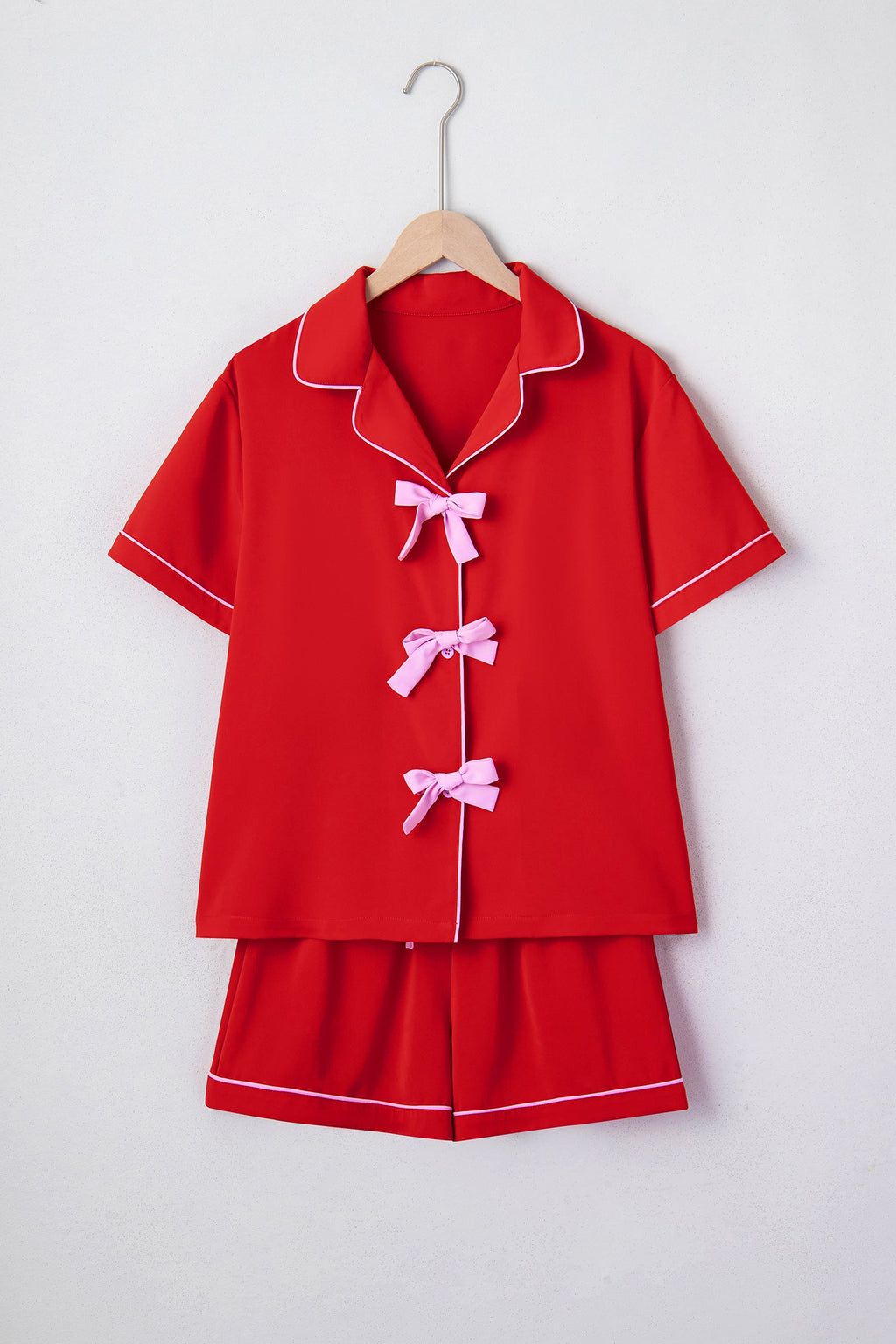 Silky Ribbon Bow Top & Short Set