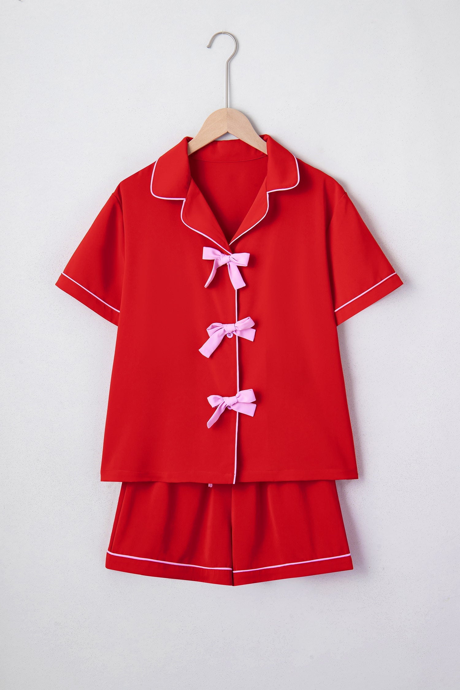 Silky Ribbon Bow Top & Short Set