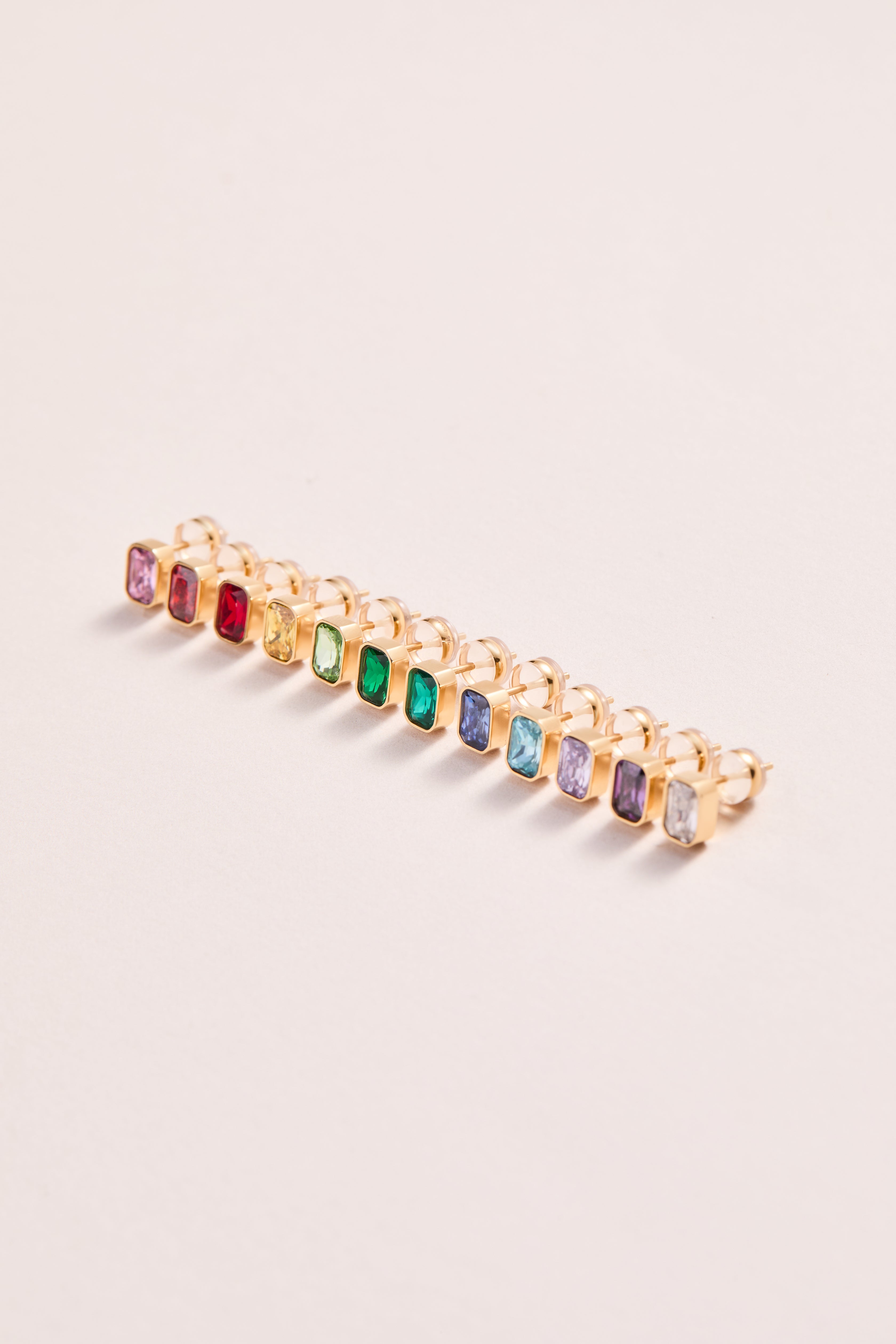 September Emerald-Cut Birthstone Stud Earrings
