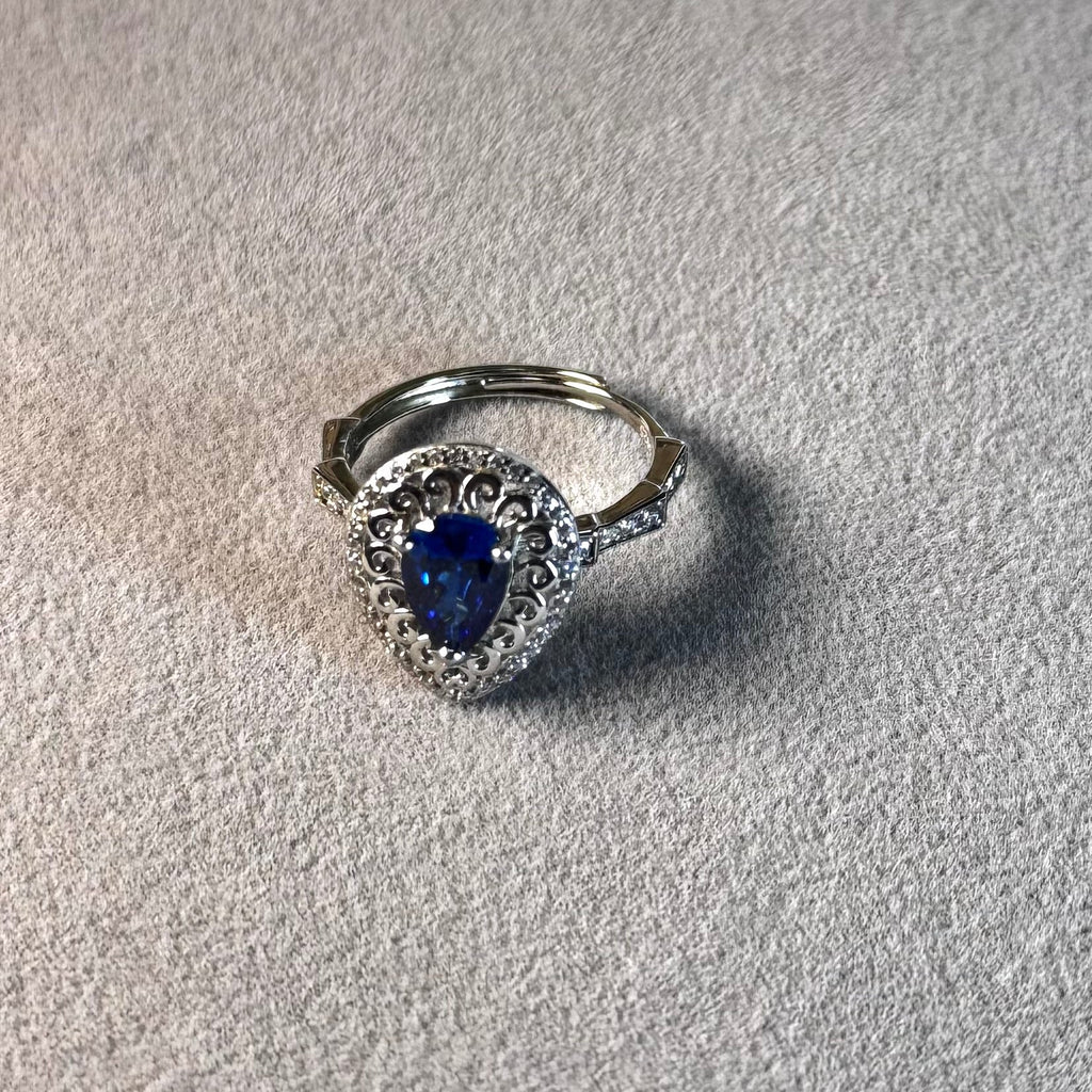 925 Sterling Silver Sapphire Fidget Ring - Removable Head Anxiety Ring