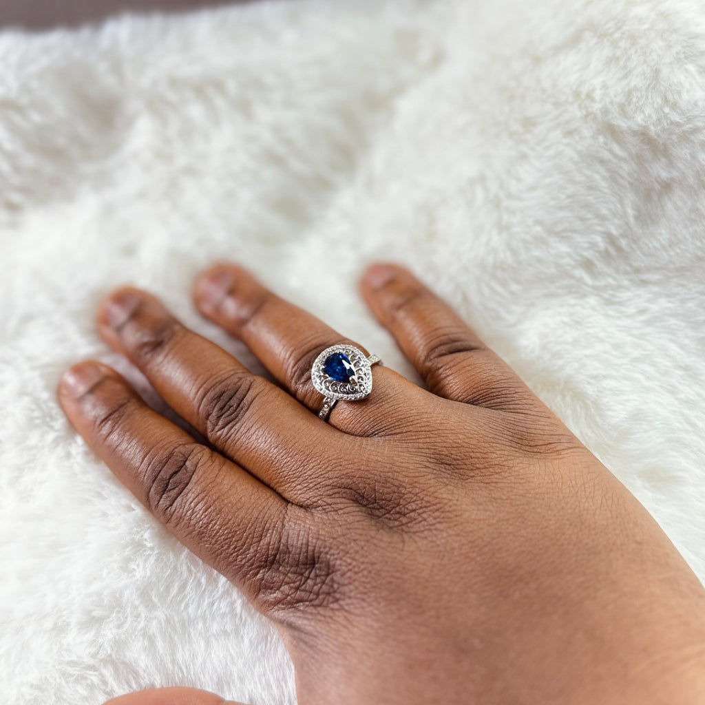 925 Sterling Silver Sapphire Fidget Ring - Removable Head Anxiety Ring