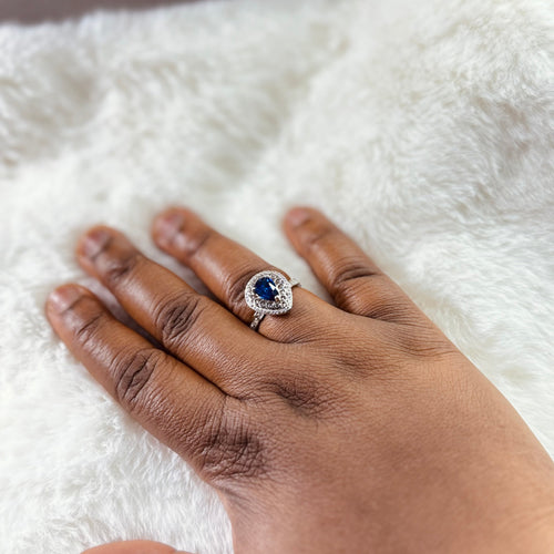 925 Sterling Silver Sapphire Fidget Ring - Removable Head Anxiety Ring