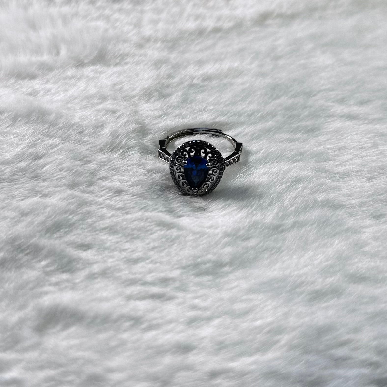 925 Sterling Silver Sapphire Fidget Ring - Removable Head Anxiety Ring