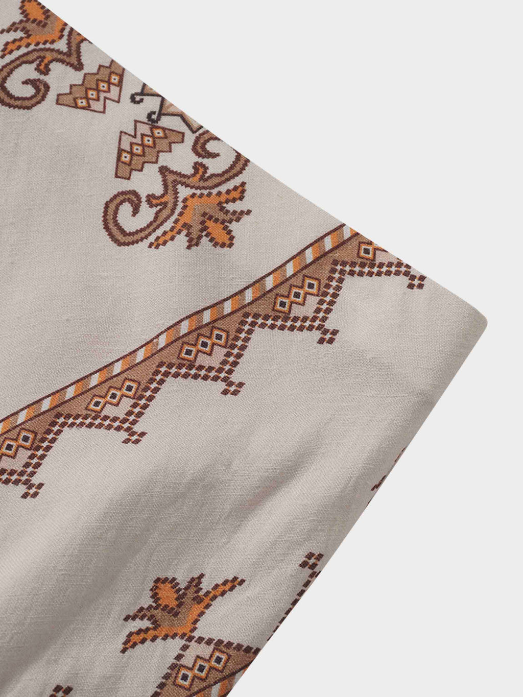 Printed Linen Blend Slip Skirt-Aztec Floral