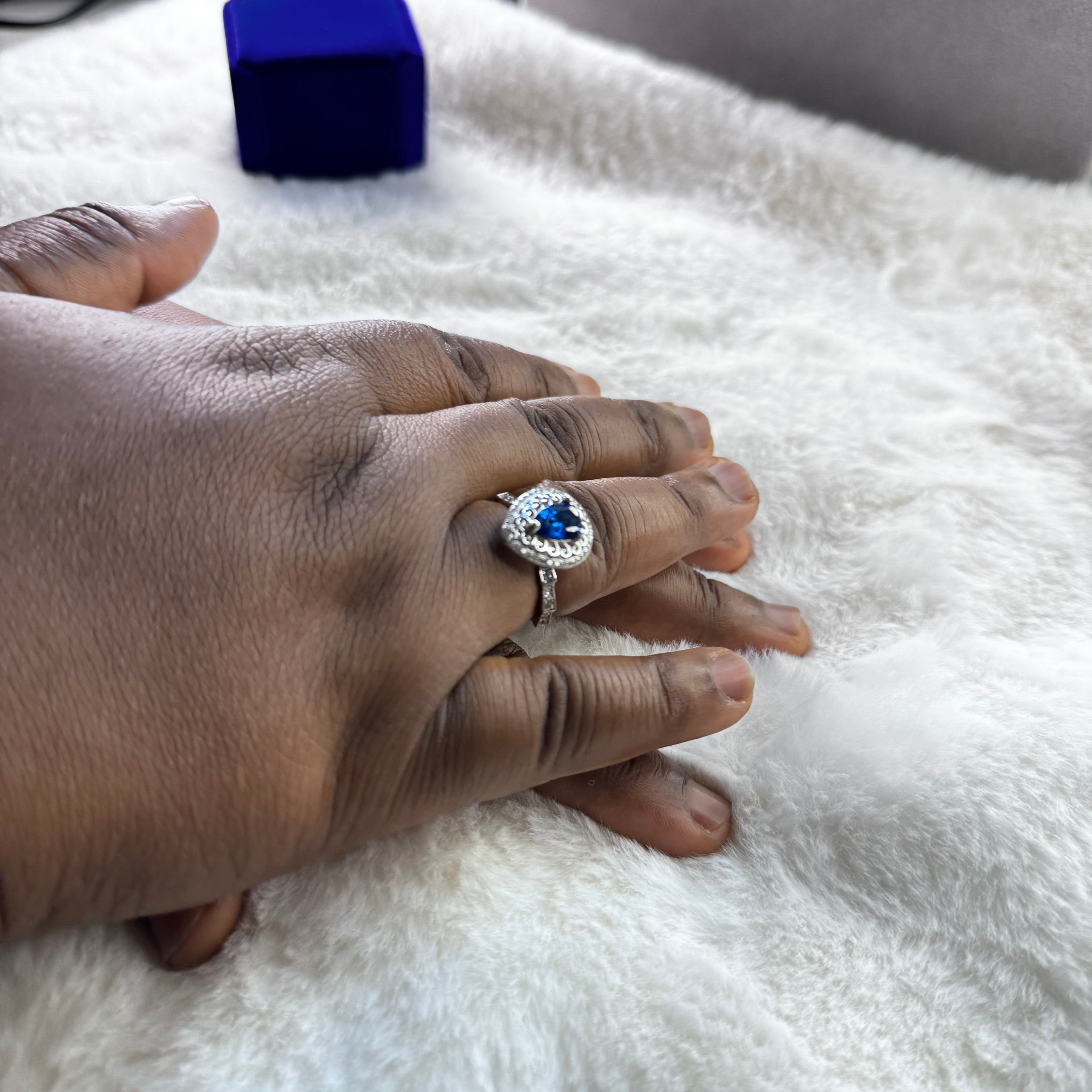 925 Sterling Silver Sapphire Fidget Ring - Removable Head Anxiety Ring