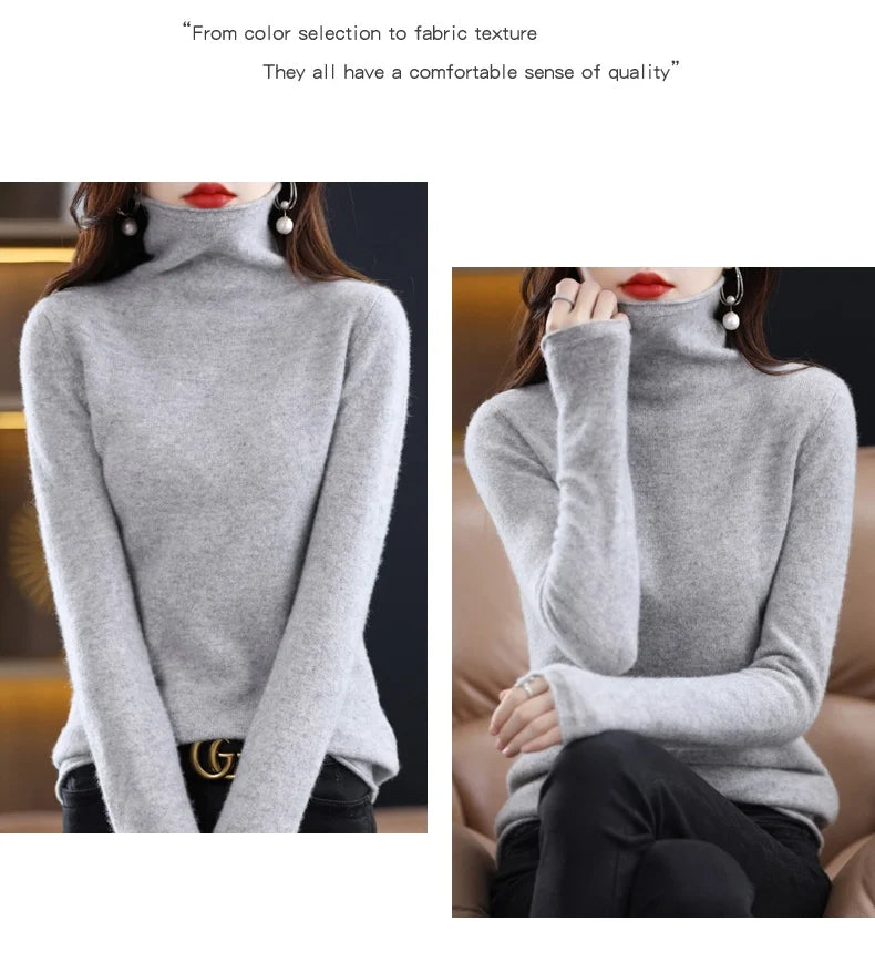 New 100% Merino Wool Turtleneck Cashmere Sweater