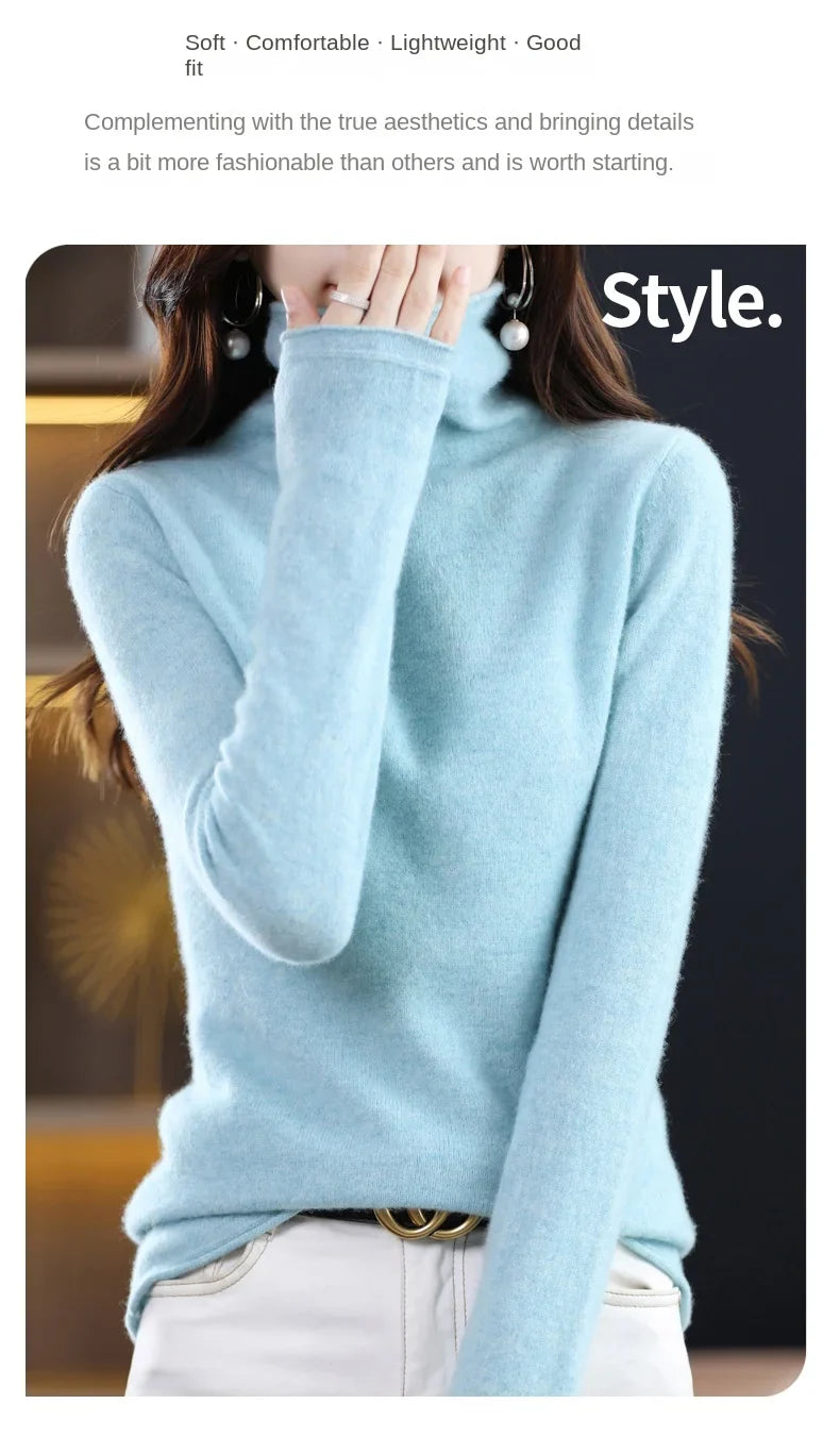 New 100% Merino Wool Turtleneck Cashmere Sweater
