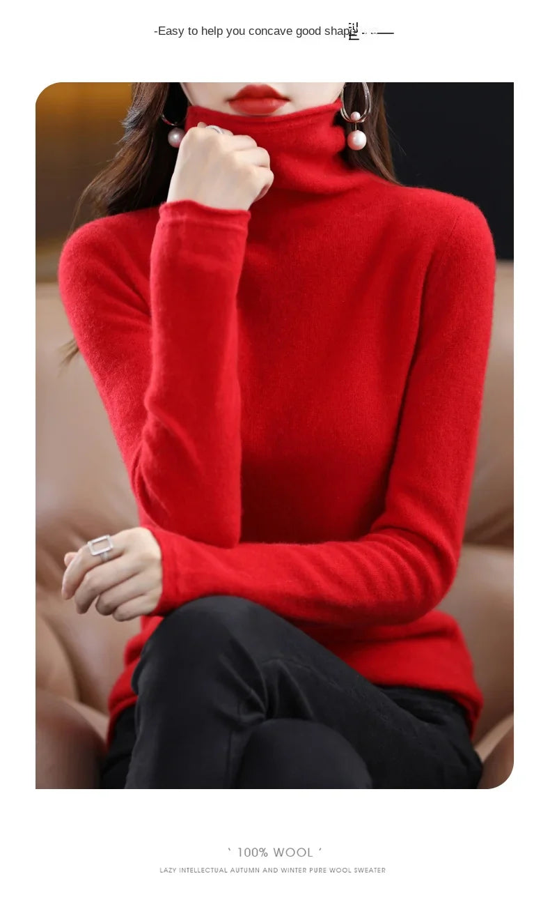New 100% Merino Wool Turtleneck Cashmere Sweater
