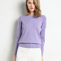 Women's Slim O-Neck Cashmere Wool Blend Sweater Trendy