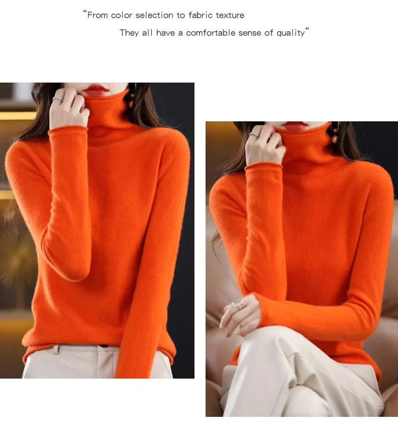 New 100% Merino Wool Turtleneck Cashmere Sweater