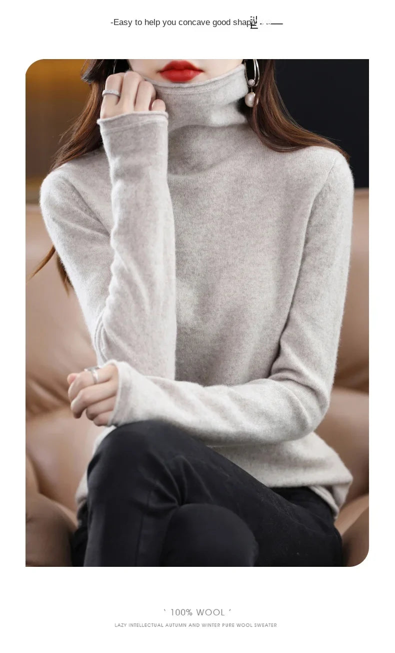New 100% Merino Wool Turtleneck Cashmere Sweater