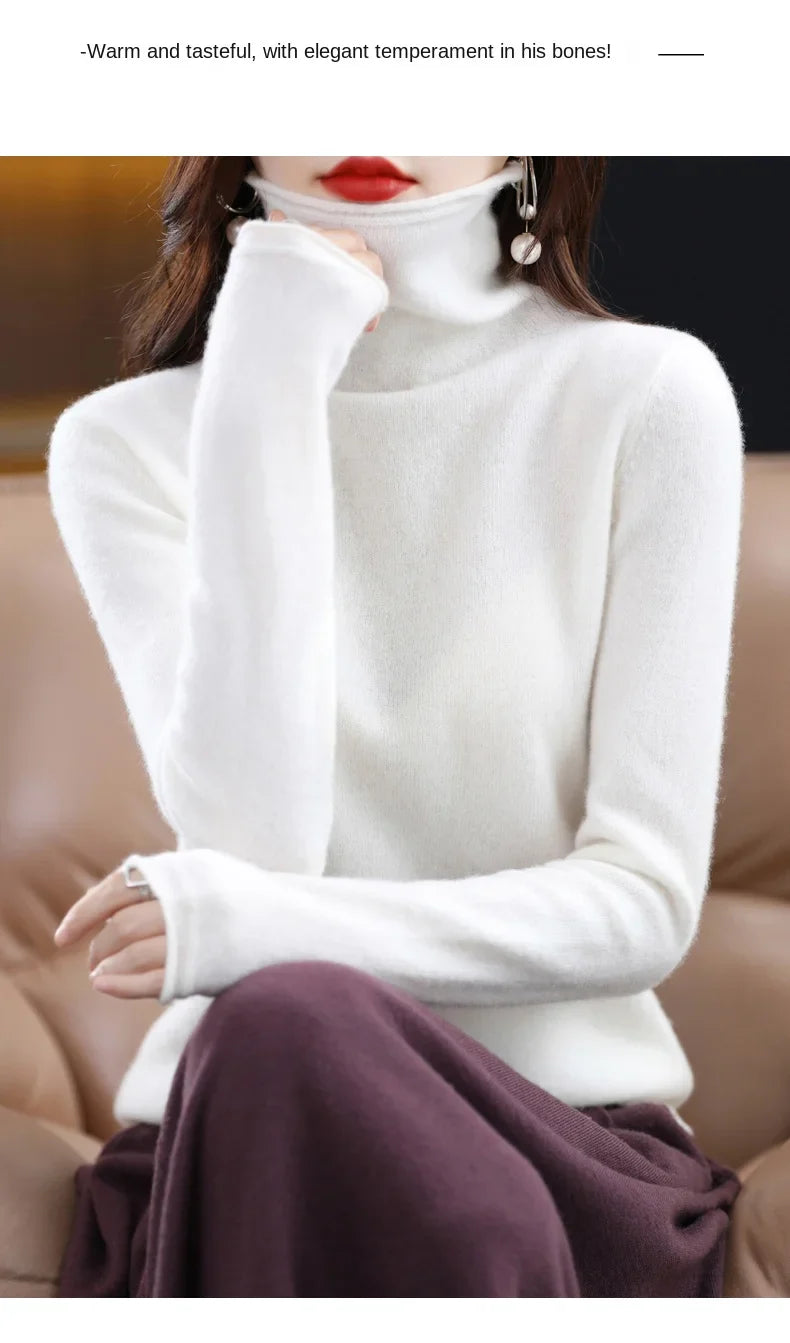 New 100% Merino Wool Turtleneck Cashmere Sweater