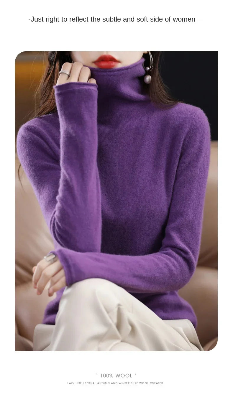 New 100% Merino Wool Turtleneck Cashmere Sweater