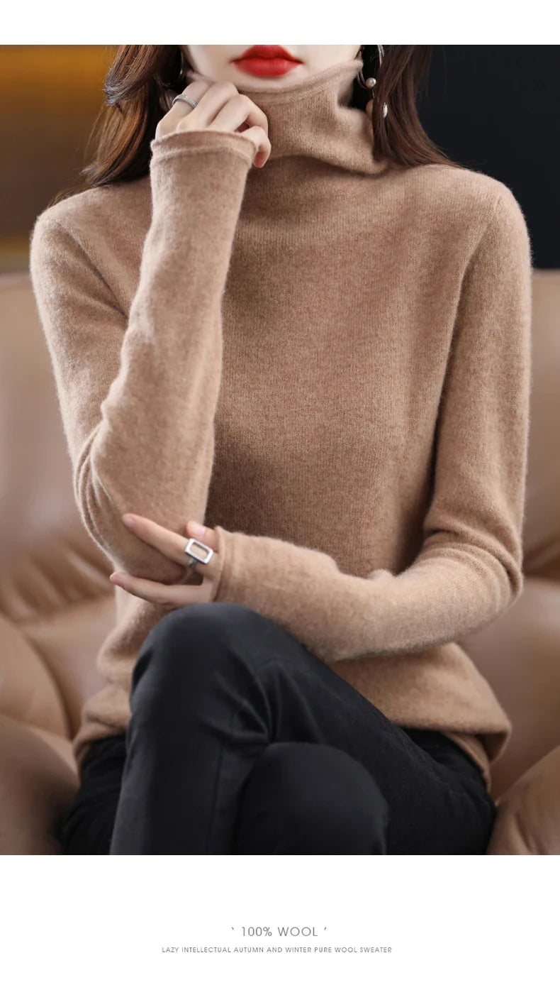New 100% Merino Wool Turtleneck Cashmere Sweater