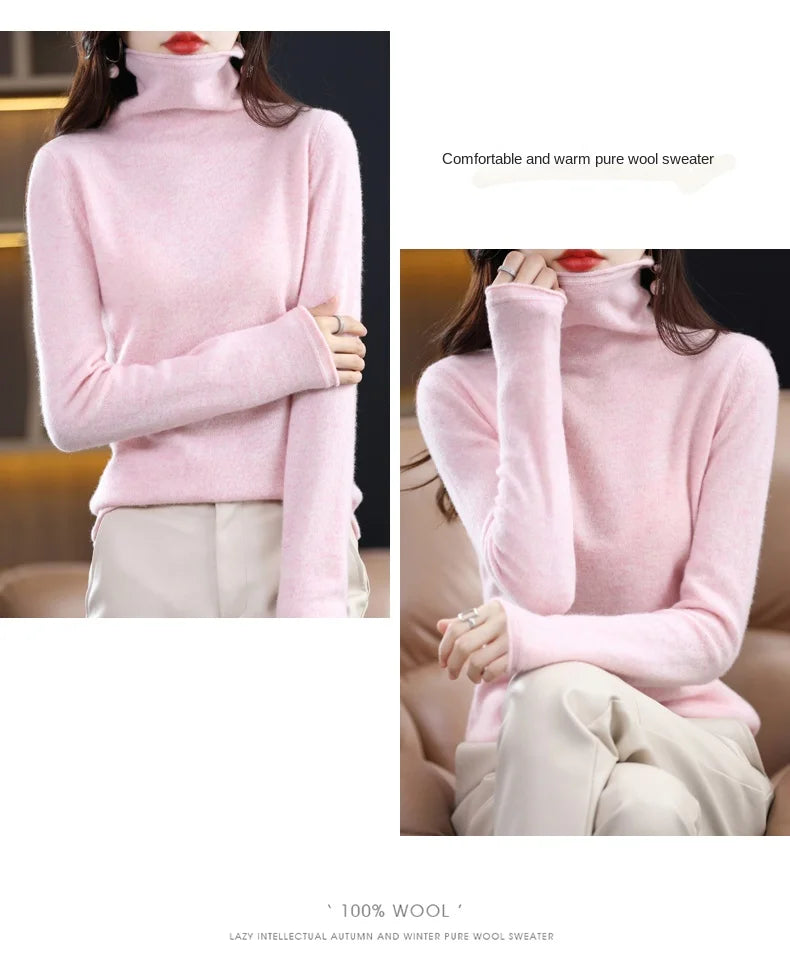 New 100% Merino Wool Turtleneck Cashmere Sweater