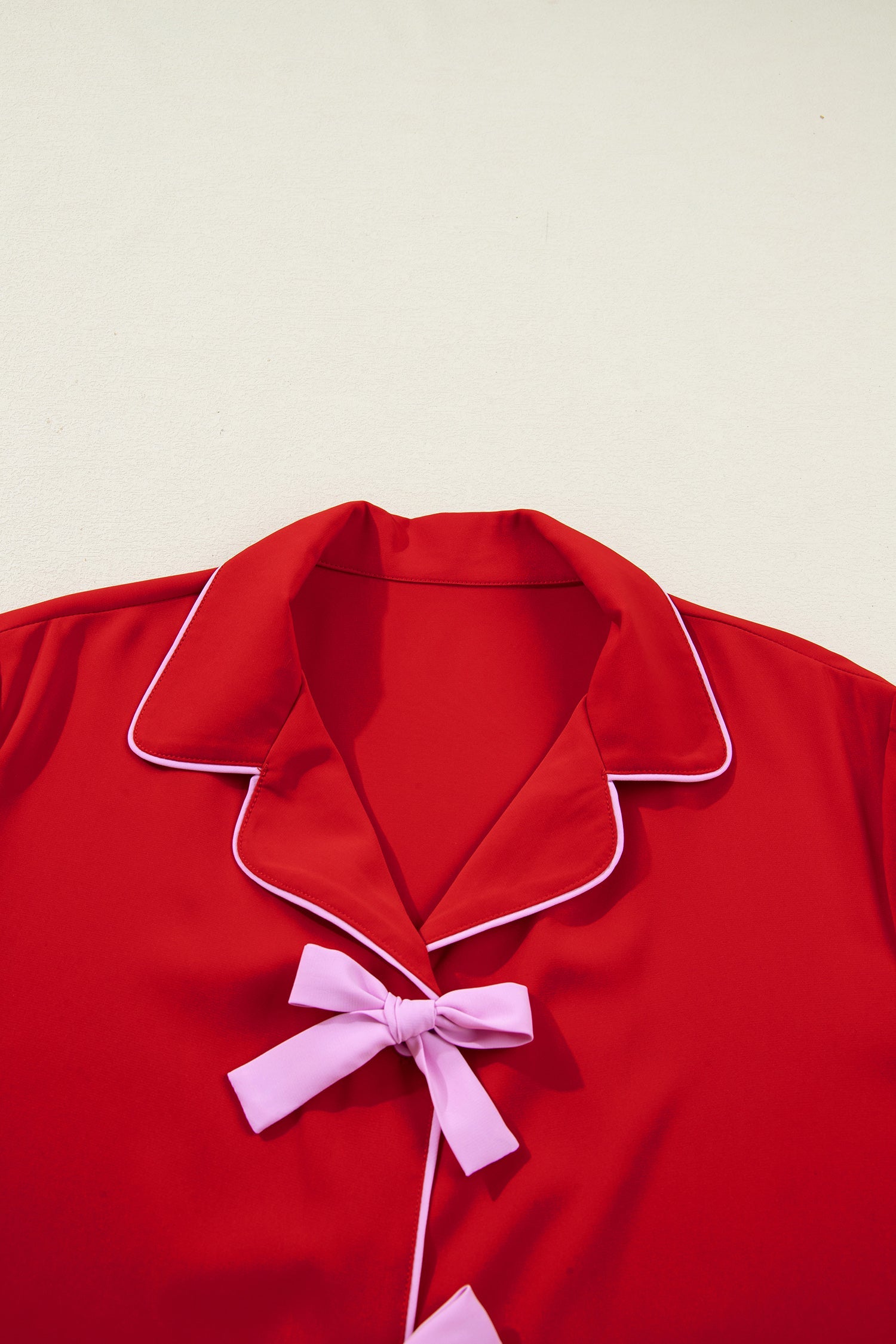 Silky Ribbon Bow Top & Short Set