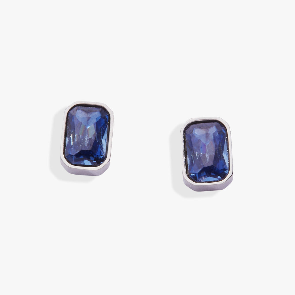 September Emerald-Cut Birthstone Stud Earrings