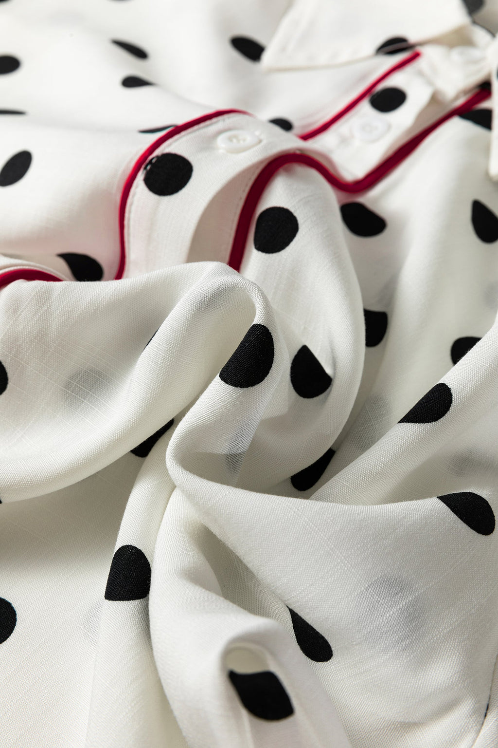 Polka Dot Contrast Piping Elegant Shirt