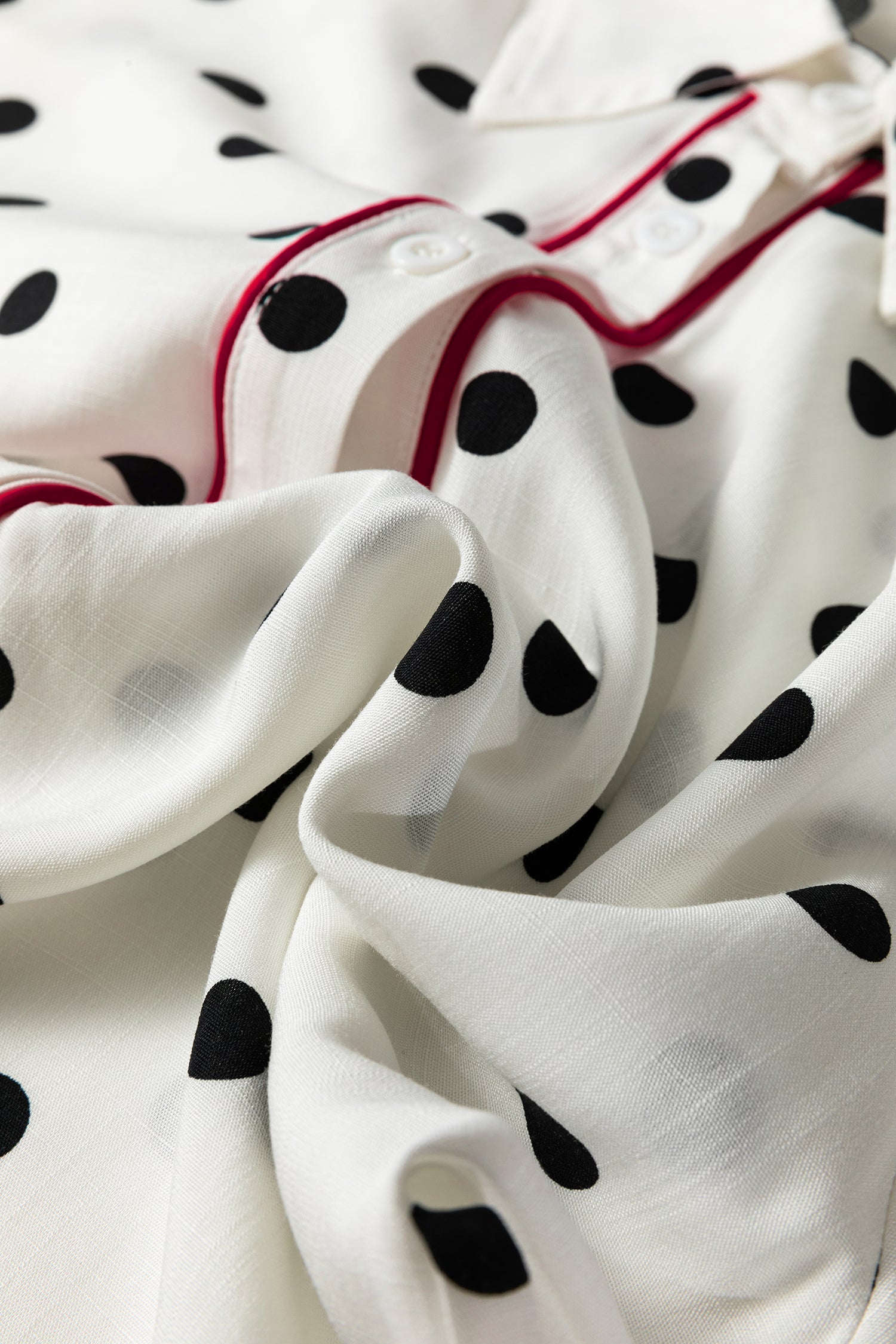 Polka Dot Contrast Piping Elegant Shirt