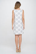 Polka Dot Print Round neck Sleeveless Shift Dress